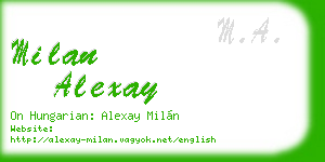 milan alexay business card