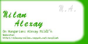 milan alexay business card